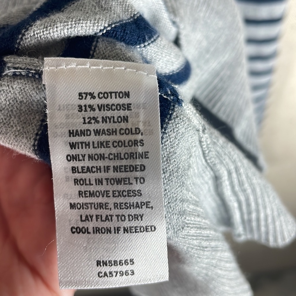 Treasure and Bond > Gray Striped Crew Neck Cotton Sweater - Picture 6 of 7